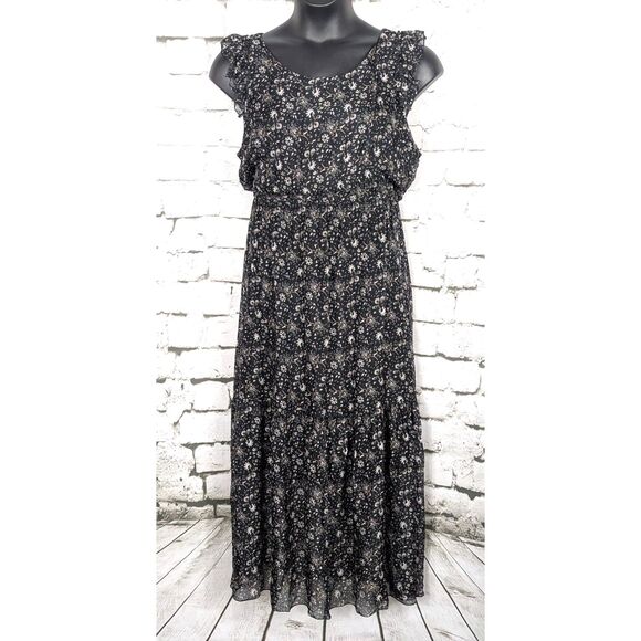 LE RAGAZZE Boho Cottage Prairie Silk Floral Whimsigoth Italy Maxi Dress Large - Picture 1 of 7